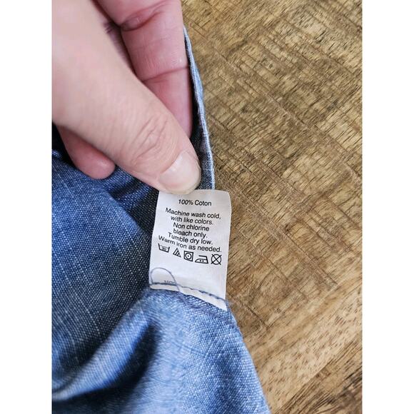 J. Crew Chambray 3/4 Length Ruffle Flare Dress Women's Size 0 Shift Coastal - Picture 9 of 11